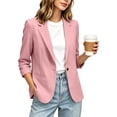 thumbnail image 7 of ClodeEU Women's Single Button 3/4 Sleeve Blazer,Casual Lightweight Lapel Work Jacket Pink,Women's Plus XL, 7 of 7