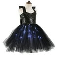 thumbnail image 6 of Odeerbi Kids Girls Halloween Tulle Skirt Set LED Light Up Dress Up Clothes Kids Cute Light Role Play Dress with Cat Ear Set Fashion Party Princess Dress Headband Set Black, 6 of 9