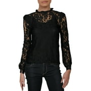 INC Womens Petites Lace Mockneck Top