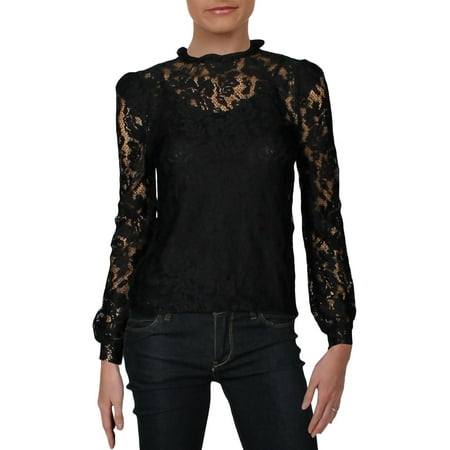 INC Womens Petites Lace Mockneck Top