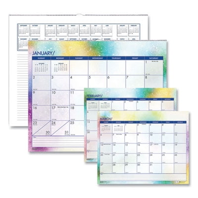 12-Month (Jan to Dec): 2026 14.88 in. x 12 in. Night Sky Artwork Recycled Cosmos Wall Calendar - White/Multicolor Sheets