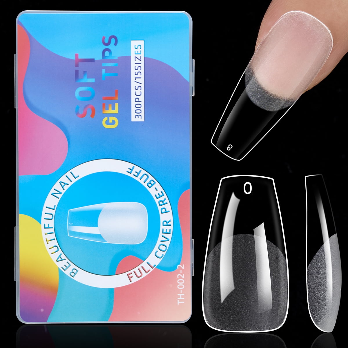 300Pcs Transparent Half Matte Soft Gel Nail Tips Full Cover Nail Gel Tips For Extension Capsules Almond Coffin False Short Nails
