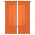 thumbnail image 2 of Decotex 2 Piece Elegant Solid Sheer Window Curtain Panels Treatment Drapes (55" X 63", Orange), 2 of 2