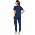 thumbnail image 6 of Minjewel Women's Stylish V-Neck Short Sleeve Scrubs for Women with Pockets, Lightweight & Breathable Scrub Set for Medical Professionals,Navy 2XL, 6 of 7