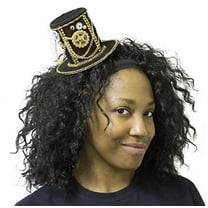 4 Inch Velvet Steampunk Top Hat Hair Clip with Gears and Chains