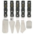 thumbnail image 3 of Espátula de paleta de 5 piezas con mango de madera negra, acero inoxidable, para pintura al óleo y acrílica., 3 of 14