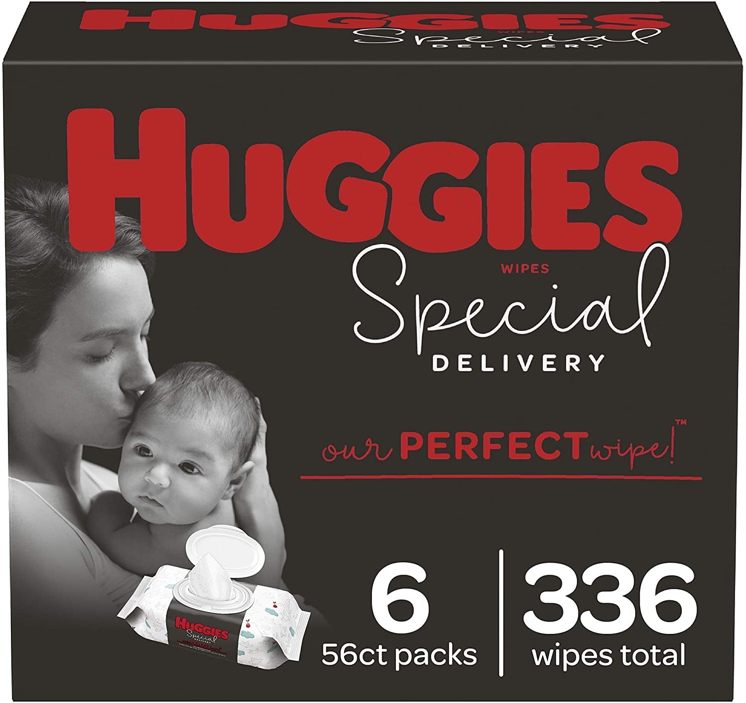 Huggies Special Delivery Hypoallergenic Baby Wipes 336 Wipes Total Unscented 6 Flip-Top Packs 51271 