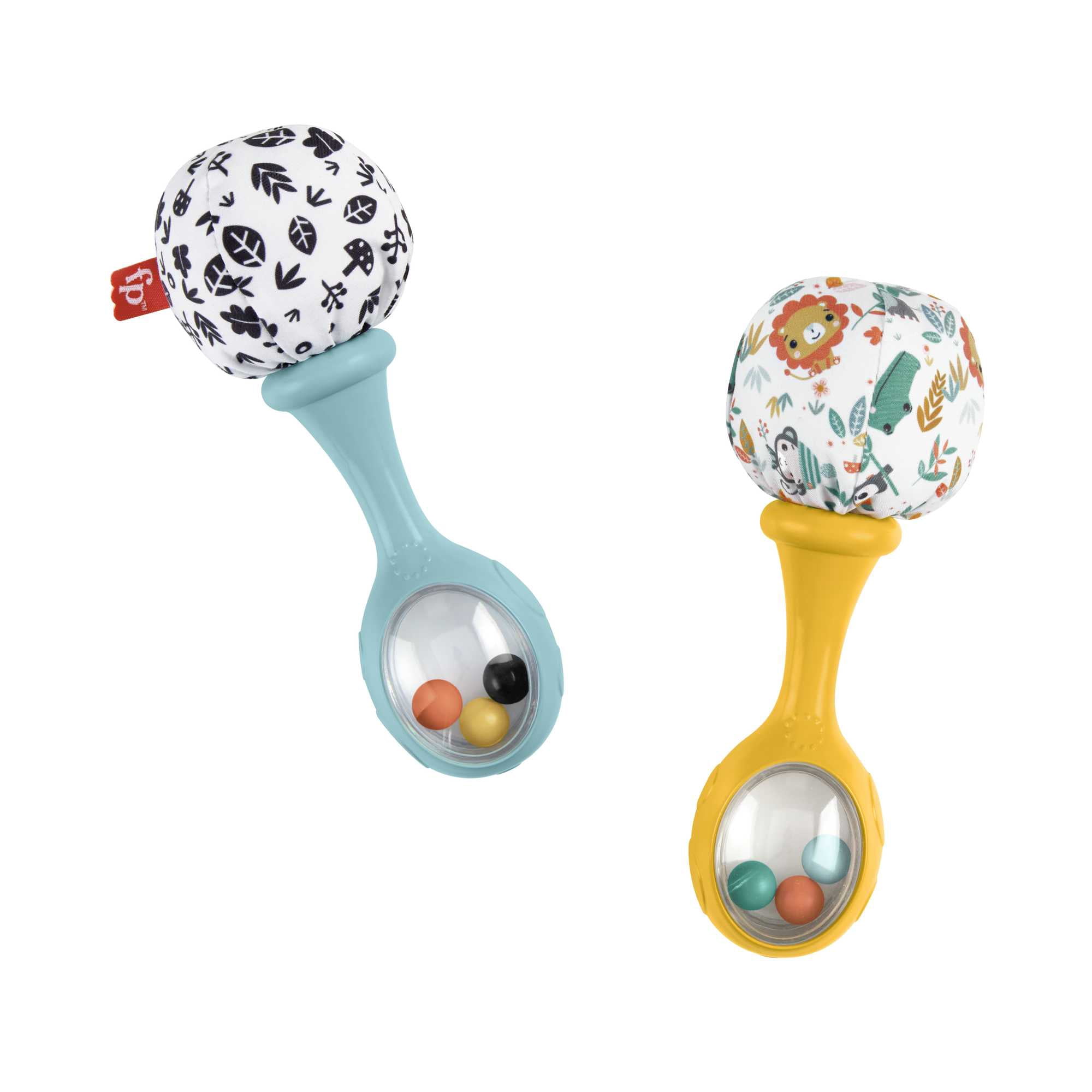 Fisher-Price Glow and Grow Kick & Play Piano Gym Baby Playmat and Rattle ‘n Rock Maracas Toy Bundle for Newborns, Blue