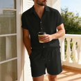 thumbnail image 5 of Men's 2 Piece Outfits Cuban Guayabera Button Down Shirts and Shorts Causal Summer Beach Vacation Sets for Men, 5 of 9