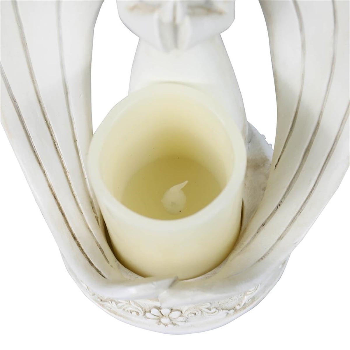 Kepooman Memorial Gift Angel Statue Small Candle Holder, Electronic Candle Led Light, White Kepooman Memorial Gift Angel Statue Small Candle Holder, Electronic Candle Led Light, White