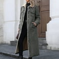 thumbnail image 2 of Women's Winter Windproof Lined Long Denim Coat Trucker Jacket BK1 L, 2 of 7