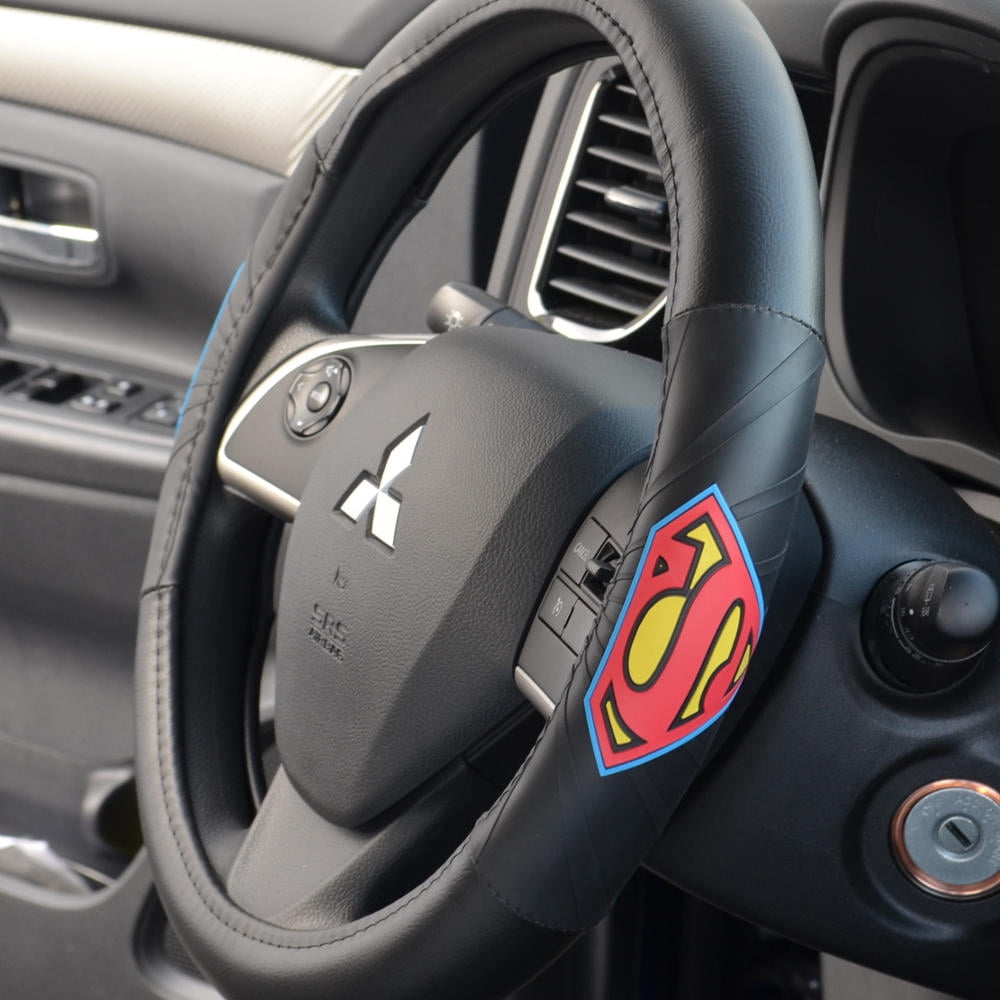 Superman Car Steering Wheel Cover - Comfort Grip Superhero Car Accessories, Universal Fit for Steering Wheels Between 14.5"-15.5"