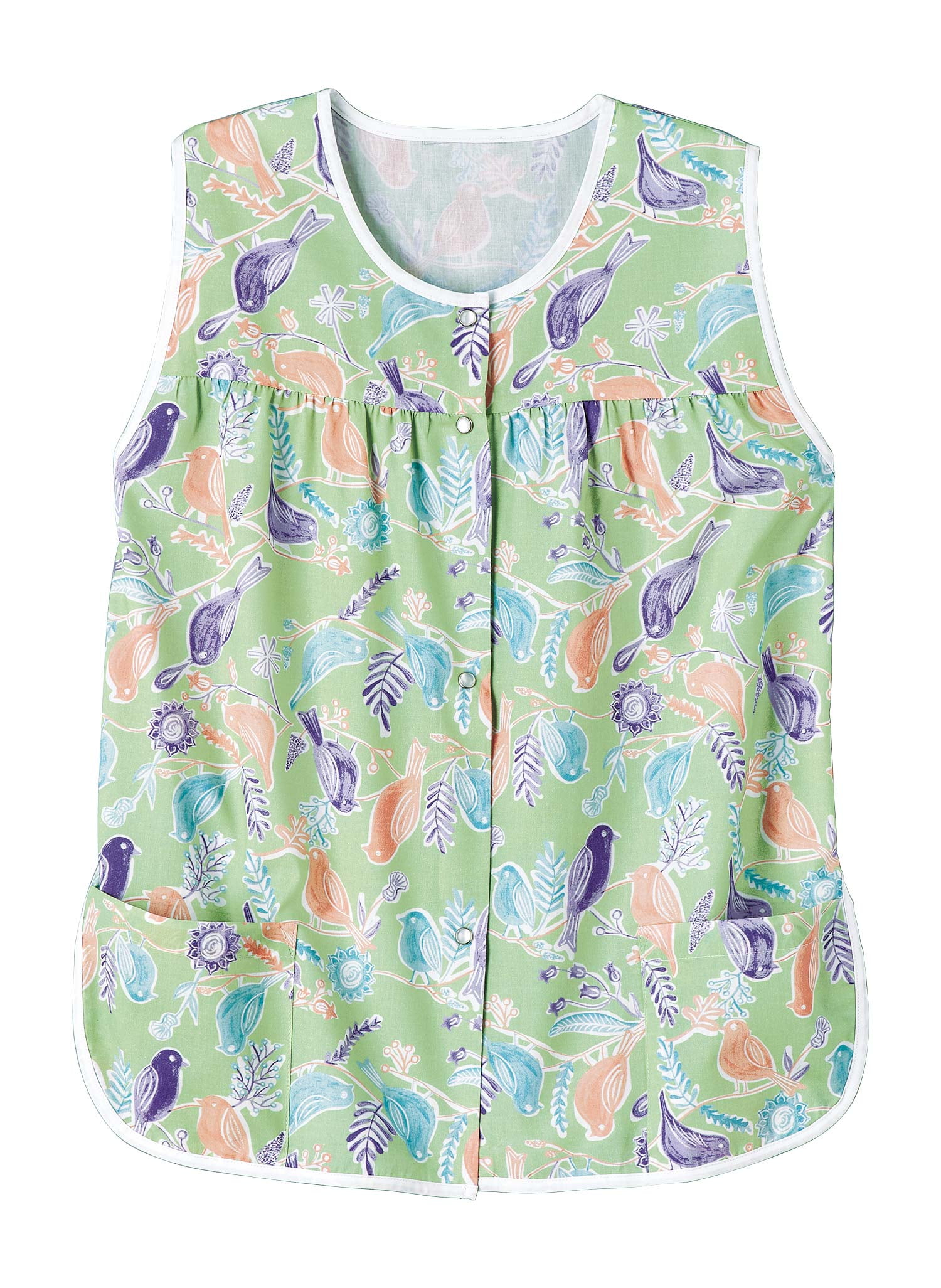 AmeriMark Easy-Care Snap Front Cobbler Aprons Vest with Two Patch Pockets  Birds 3X - Walmart.com