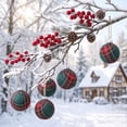 thumbnail image 5 of MERILER 9 Piece Plaid Christmas Ball Ornaments Set Fabric Wrapped Hanging Baubles Plastic Xmas Tree Decorations Holiday Home Party, 5 of 6