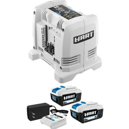 HART 20V Dual Port Charger 2-Pack 4.0AH Battery Kit Bundle