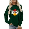 thumbnail image 4 of Sexlip Womens Long Sleeve Sweatshirt Cartoon Rooster Print Design Cropped Hem Soft Fabric Relaxed Silhouette for Daily Lounge Green XXL, 4 of 6