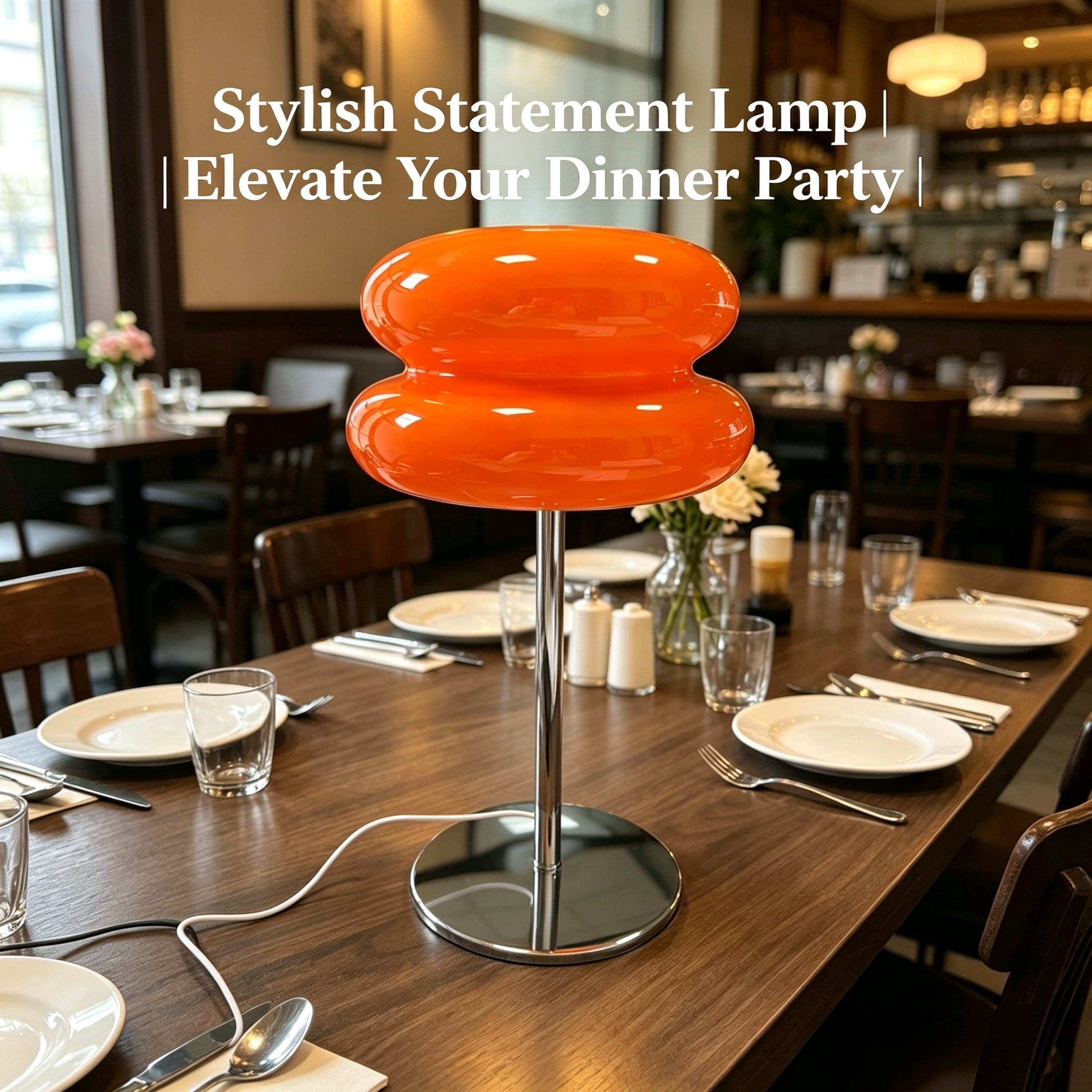 Mushroom Lamp for Bedroom,Mid Century Modern Lamp for Nightstand, Dimmable Retro Egg Tart Bedside Small Lamps,Unique Home Mushroom Decor Aesthetic Cute Table Lamps for Living Room (Orange)