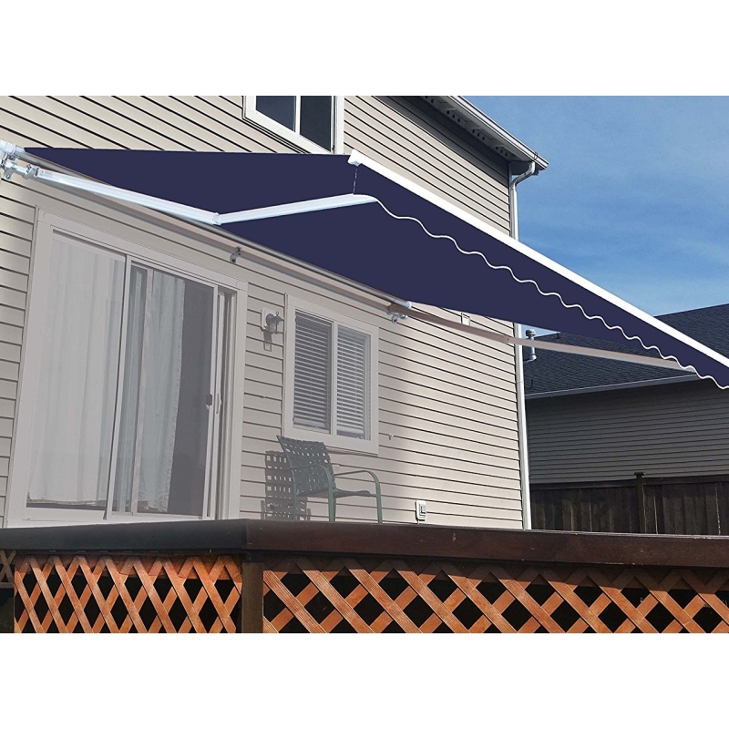 ALEKO Motorized Retractable Patio Awning 20 X 10 Ft Blue Color