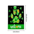 thumbnail image 4 of Amhnf St Patrick's Day Paw Print Garden Flag With Green Hat And Clover Welcome Sign For Home Outdoor Garden Yard Decor 12x18 inch, 4 of 5