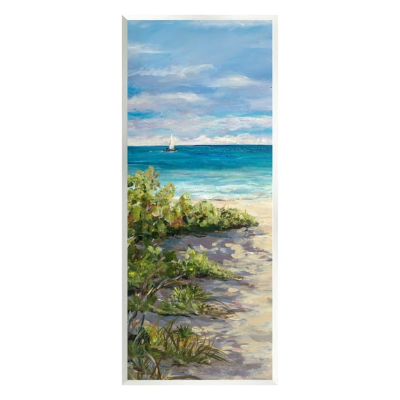 Stupell Industries Grassy Beach Shore Nature Painting Unframed Art Print Wall Art, 7 x 17