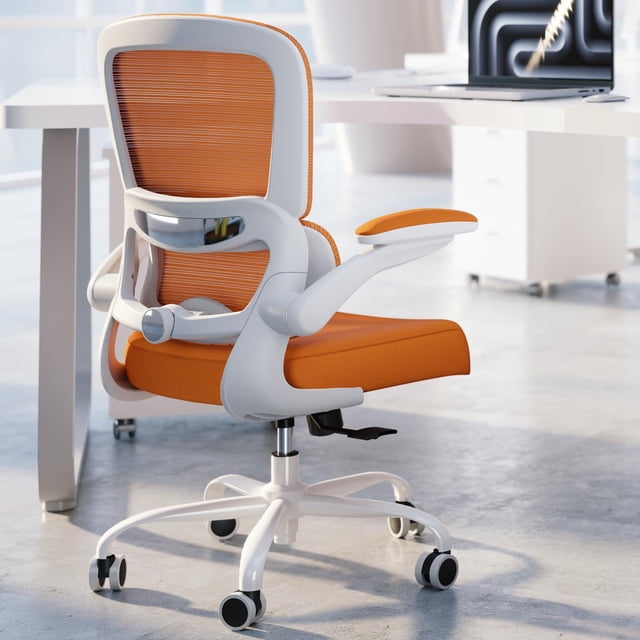 Silla de oficina ergonómica TRALT de malla ajustable con soporte lumbar, color naranja