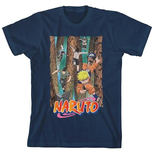 Bioworld Naruto Rescue Team Kids Navy Blue T-Shirt, Crew Neck