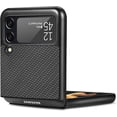 thumbnail image 3 of Galaxy Z Flip 3 5G Case,  Carbon Fiber Designed Shockproof Full-Body Protective Cover Phone Case for Galaxy Z Flip 3 5G 2021, Anti-Scratch Protector, Supports Wireless Charging, Black, 3 of 7