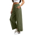 thumbnail image 2 of Liuinsasek Cotton-Linen Pants for Women Solid-Color Loose Casual High Waist Slimming Elastic Waistband Lightweight Trousers, 2 of 10