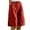 Red, variant on Karight Women's Linen Shorts Casual Drawstring Bermuda Summer Wide Leg Knee Length Shorts with Pockets Green