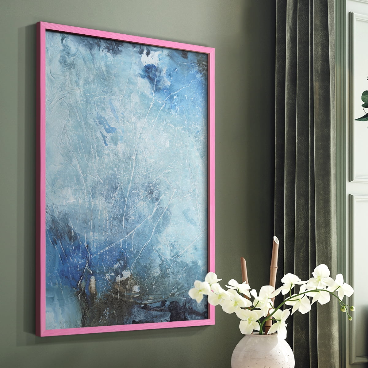 Coastal Seas III Framed Print in Pink Solid Wood Framed Print No Nail Hanging