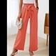 thumbnail image 5 of Pantalones de Salón Anchos para Mujer con Bolsillos, Cintura Alta, Ajustables, con Nudo y Holgados. Naranja M, 5 of 7