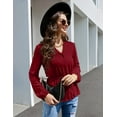 thumbnail image 5 of Oyang Womens Peplum Tops V Neck Shirts Tie Waist Button Up Dressy Casual Blouses Business Office Work Tops, 5 of 7