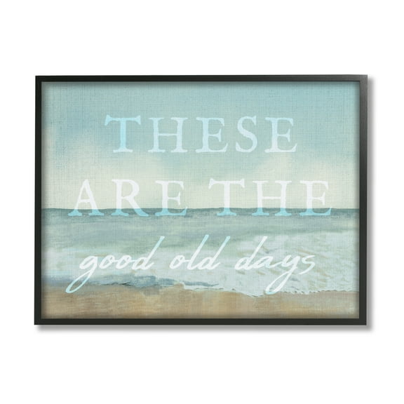 Stupell Industries Good Days Coastal Phrase Abstract Painting Black Framed Art Print Wall Art, 14 x 11
