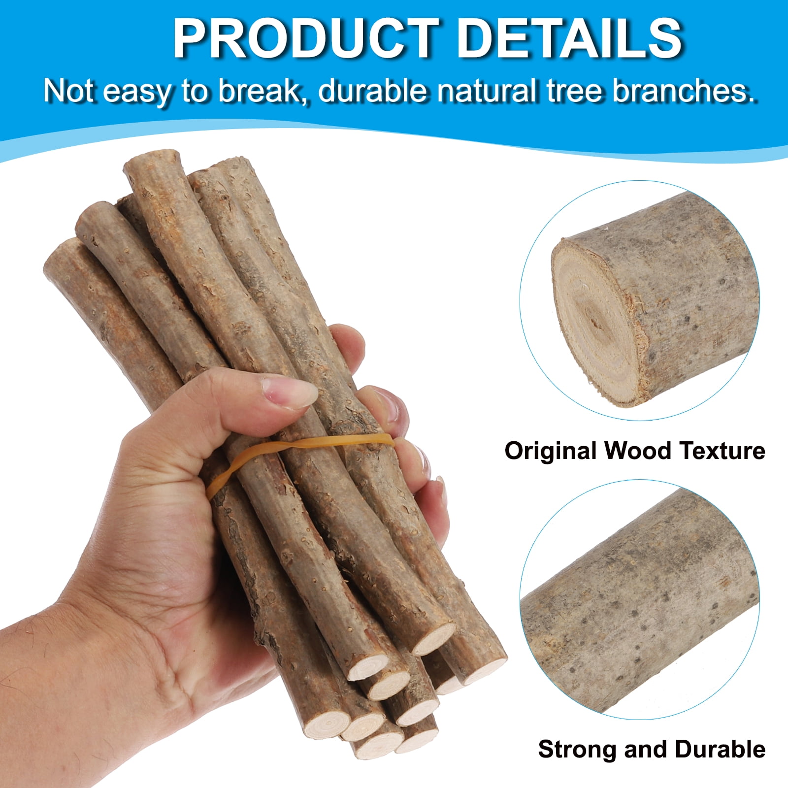 Uxcell 8 Pcs / 3 Size Wood Log Sticks, 0.6-1.2inch inch in Diameter Natural Wood Craft Sticks, Dried Wood Sticks Decorative Wood Branch Sticks for DIY Crafts Accessory Photo Props, Brown