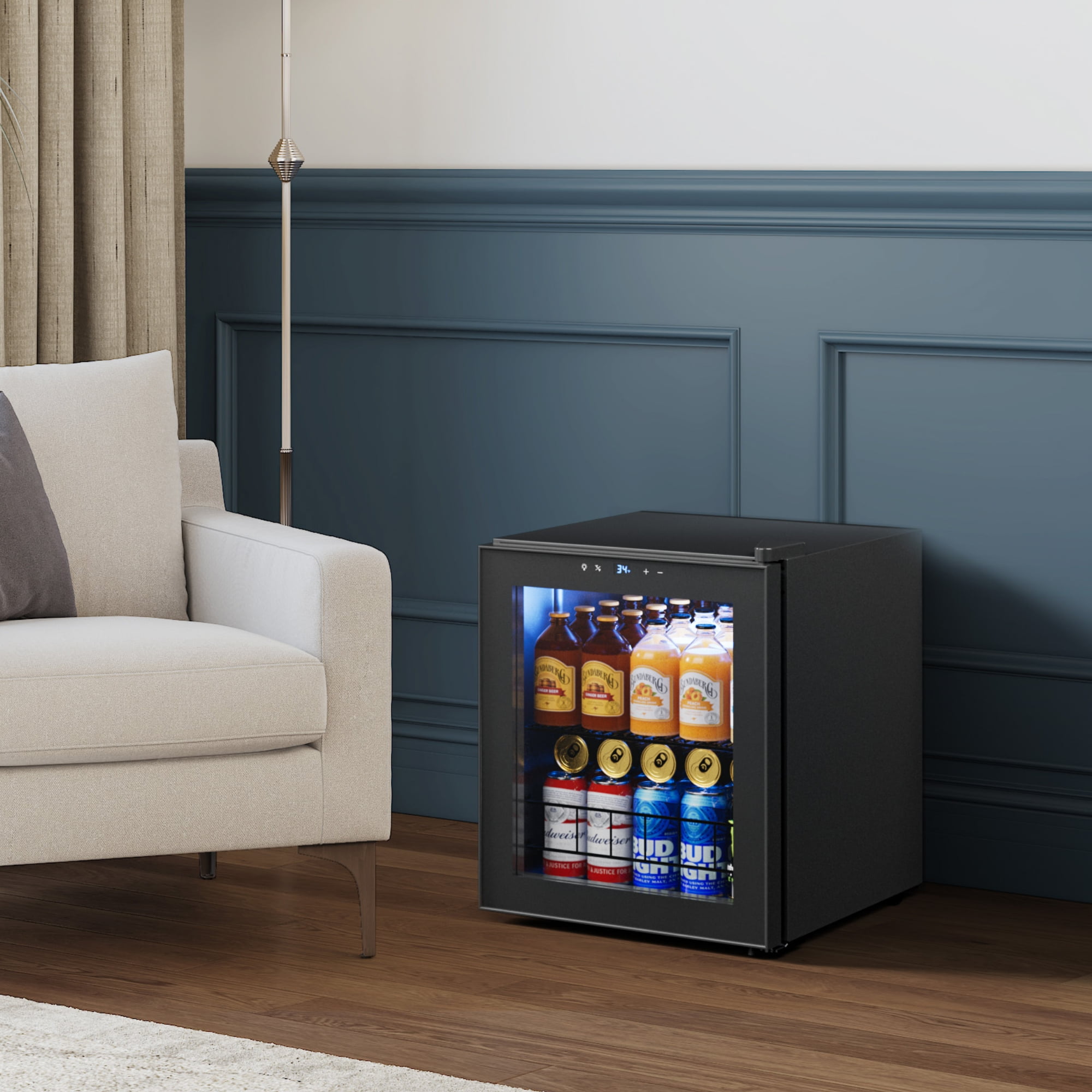 Yeego 65 Can Beverage Refrigerator, Freestanding Mini Beverage Cooler with Glass Door and Adjustable Removable Shelves for Drinks,1.62 Cu.ft.