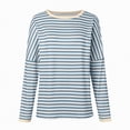 thumbnail image 4 of Godom Womens Tops Long Sleeve Shirts Round Neck Loose Casual Blouses Stripes Tshirts, 4 of 5