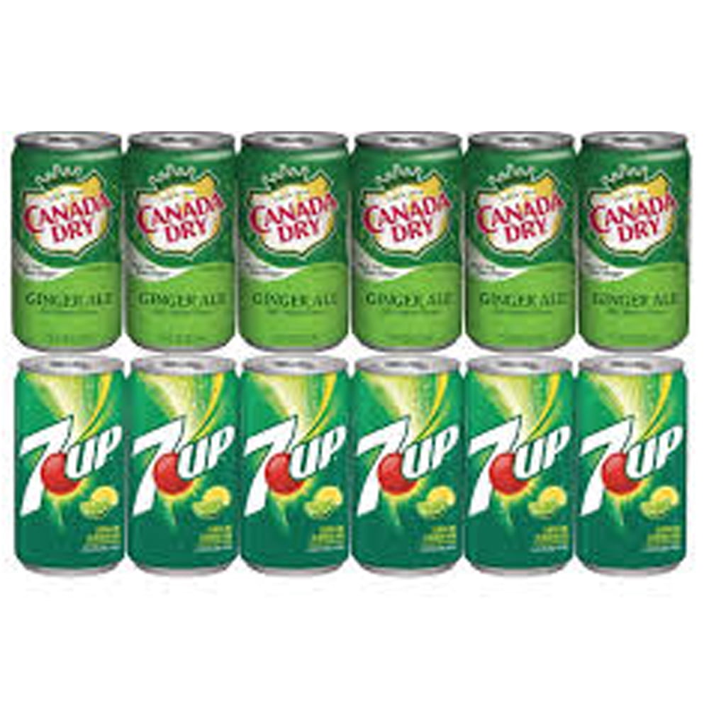 7.5 oz Cans Variety Pack 24, 12 7UP, 12 Canada Dry Ginger Ale, Pack of