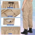 thumbnail image 5 of RainRider Rain Pants Waterproof Men Women Lightweight Rain Over Trousers Cargo Hiking Pants for Golf Riding Fishing(Khaki, X-Large), 5 of 7