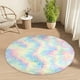 thumbnail image 2 of Alfombra redonda de colores arcoíris, ideal para decorar habitaciones infantiles, dormitorio, guardería, aula, suave y esponjosa., 2 of 6