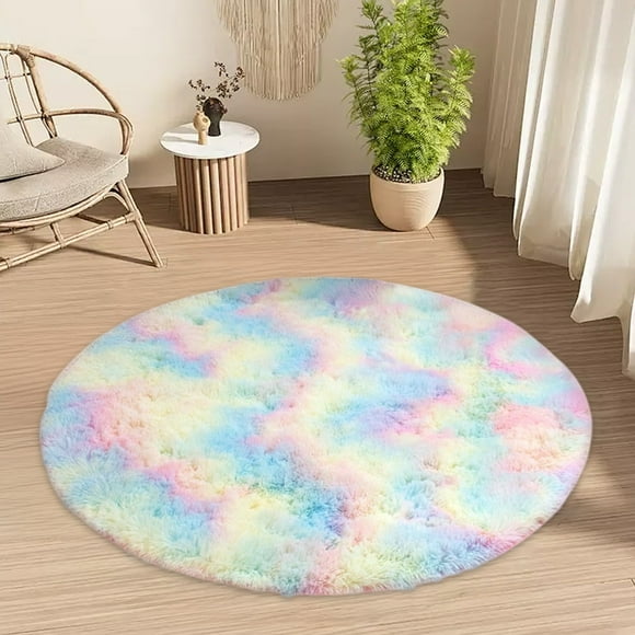 Chmadoxn Throw Blanket, Throw Blanket for Couch Round Rug Rainbows Color Rug Suitable For Kids Rooms Decoration Suitable For Bedroom Nursery Classroom Soft Plushs Rug Round Carpet