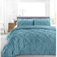 thumbnail image 3 of Cloud Fino Luxurious Pinch Pleated Duvet Cover Set 100% Egyption Cotton 600 Thread Count Pintuck Design Decorative Soft Bedsheet Set(Sky Blue,King/California King), 3 of 6