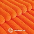 thumbnail image 2 of Faux Fur Spring Throw Pillow Covers 20x20 Set of 2, Decorative Soft Plush Striped Neutral Couch Pillow Covers with Velvet Back for Sofa, Bed, Living Room Home, Orange, 2 of 8