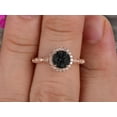 thumbnail image 2 of 1.75 Carat Halo Black Diamond Moissanite Engagement Ring Moissanite Diamond Classic Vintage Art Deco 10k Solid Rose Gold, 2 of 9