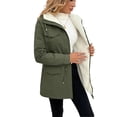 thumbnail image 3 of Women'S Warm Winter Coat Thicken Fleece Lined Parka Plus Size Jacket with Hood Green S, 3 of 9