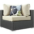 thumbnail image 3 of Modern Contemporary Urban Design Outdoor Patio Balcony Five PCS Sectional Sofa Set, Beige, Rattan, 3 of 6