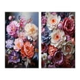 thumbnail image 2 of Designart "Oriental Creation Peachy Floral Display" Asian Art Wall Art Set Of 2 - Coral People Gallery Set For Office Decor, 2 of 7