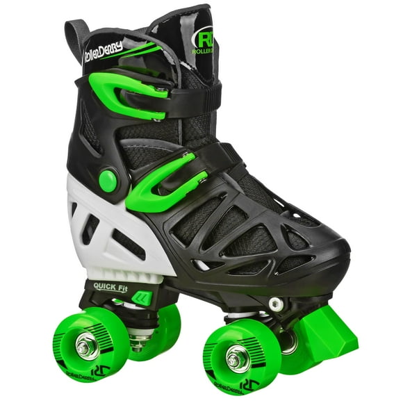 Patines Roller Derby Trac Star ajustables para niños, negro/verde