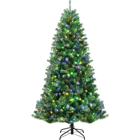

HYYYYH 6ft Pre-lit Artificial Christmas Tree Hinged Remote Control Xmas Tree w/ 9 Lighting Modes & 350 Color Changing LED Lights Residential and HYYYYH Decoration for Indoor Holiday Festival