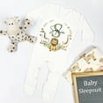 thumbnail image 2 of Traje de dormir personalizado con estampado de corona de animales del bosque para bebé, traje de bebé personalizado, recién nacido, regalo de Ducha, 2 of 4