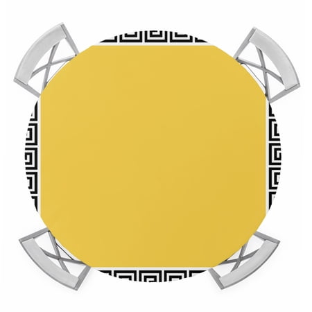 Round Fitted Tablecloth with Elastic Edge Yellow Waterproof Table Cloth Table Cover for 36 -44 Tables Black White Modern Geometric Abstract Art Tablecloths for Dining Picnic Party Outdoor